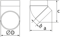 Blauberg BlauPlast RB 100/45° - Abmessungen