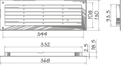 Blauberg Decor 370x130T - Abmessungen