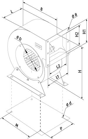 Blauberg Helix 200x80 4E - Abmessungen