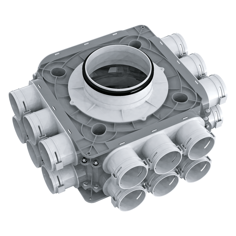 Serie Blauberg Plastic air distribution boxes 63 mm - BlauFast Rohrsystem und Komponenten - Luftleitungen, Verbindungen und Komponenten