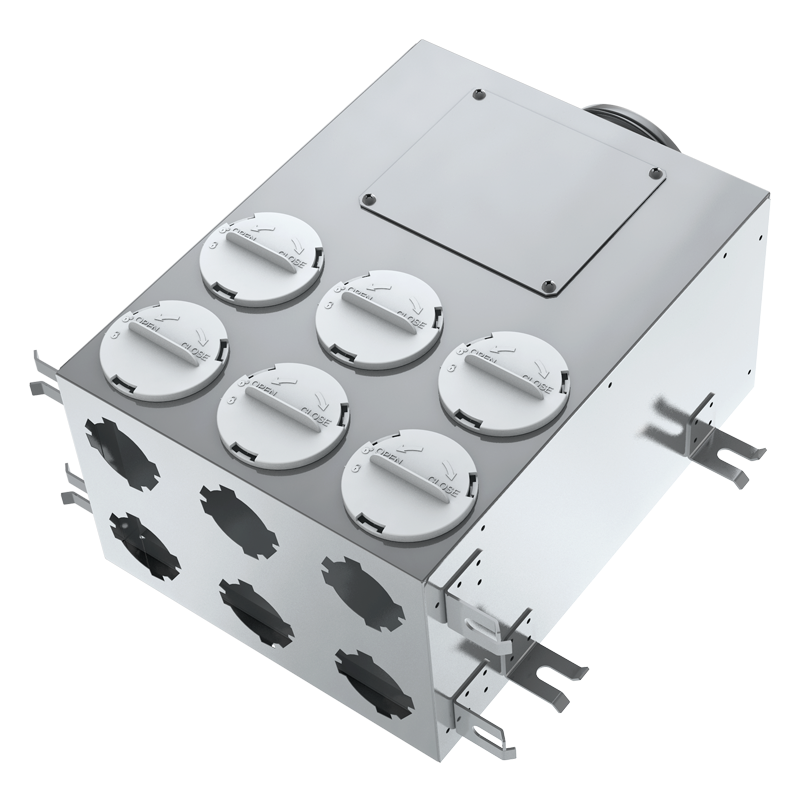 Blauberg BlauFast SR 125/63x6 02 - Für Zu- und Abluftsysteme in Wohngebäuden. Zur Verteilung der Luft von der Lüftungsanlage zu den Luftleitungen