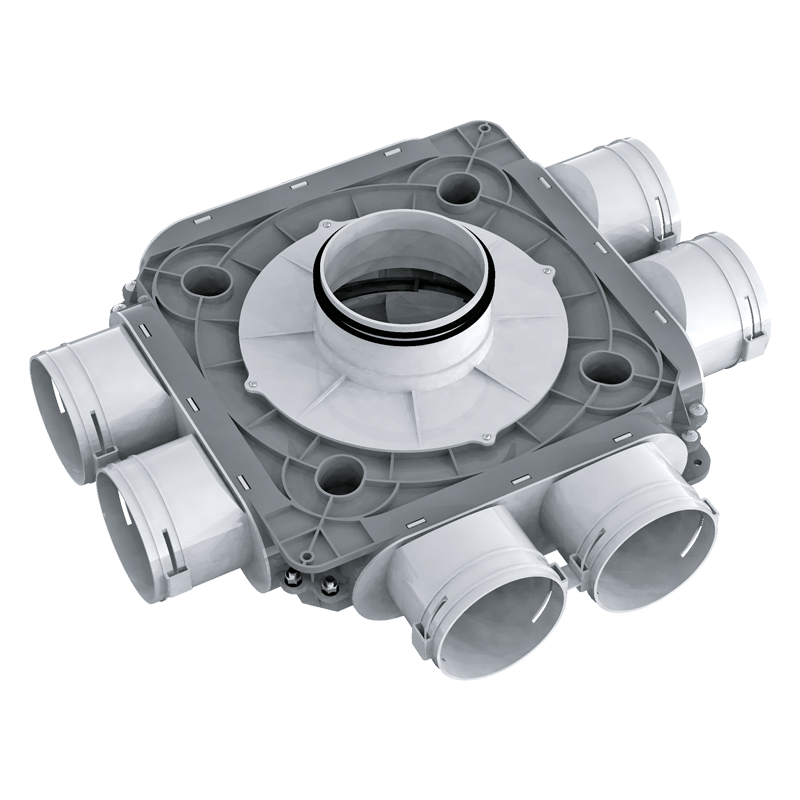 Blauberg BlauFast SR 125/90x6 50P - Für Zu- und Abluftsysteme in Wohngebäuden. Für die Verteilung der Luft von der Lüftungsanlage über die Luftleitungen