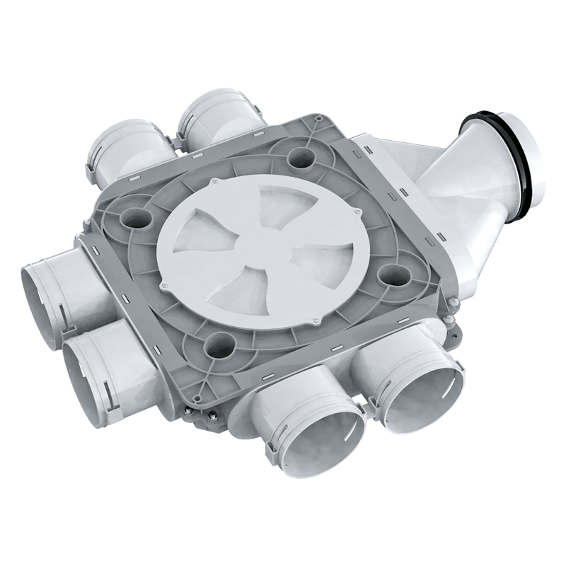 Blauberg BlauFast SR 125/90x6 51P - Für Zu- und Abluftsysteme in Wohngebäuden. Für die Verteilung der Luft von der Lüftungsanlage über die Luftleitungen