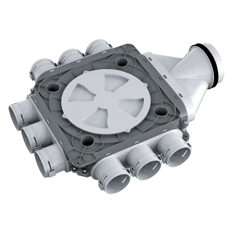 Blauberg BlauFast SR 125/63x9 51P - Für Zu- und Abluftsysteme in Wohngebäuden. Zur Verteilung der Luft von der Lüftungsanlage zu den Luftleitungen