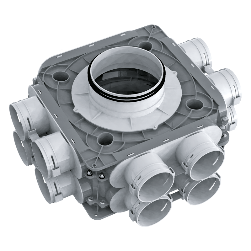 Serie Blauberg Plastic air distribution boxes 75 mm - BlauFast Rohrsystem und Komponenten - Luftleitungen, Verbindungen und Komponenten