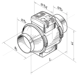 Axial-Rohrventilator Turbo 100, 230 V. Für die Be- und Entlüftung.  Drehzahlregelung möglich. (O. Erre)